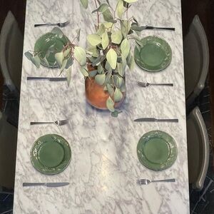 Four Martha Stewart Salad/dessert PLATES, Woodland Holiday, All Green, Embossed